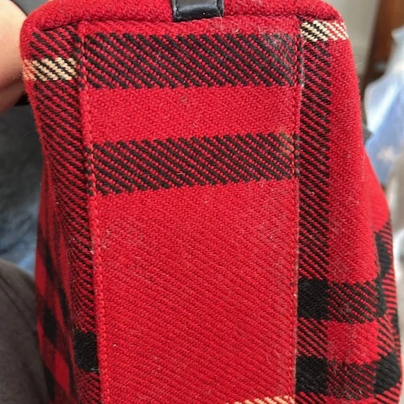 🔹 Burberry Vintage Wool and Leather Plaid Check Tote Bag - Picture 3 of 7